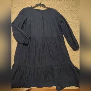 Old Navy embroidered blue tiered cotton dress XXL